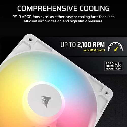 Corsair RS120-R ARGB 120mm White PWM Reverse Cabinet Fan (Triple Pack)